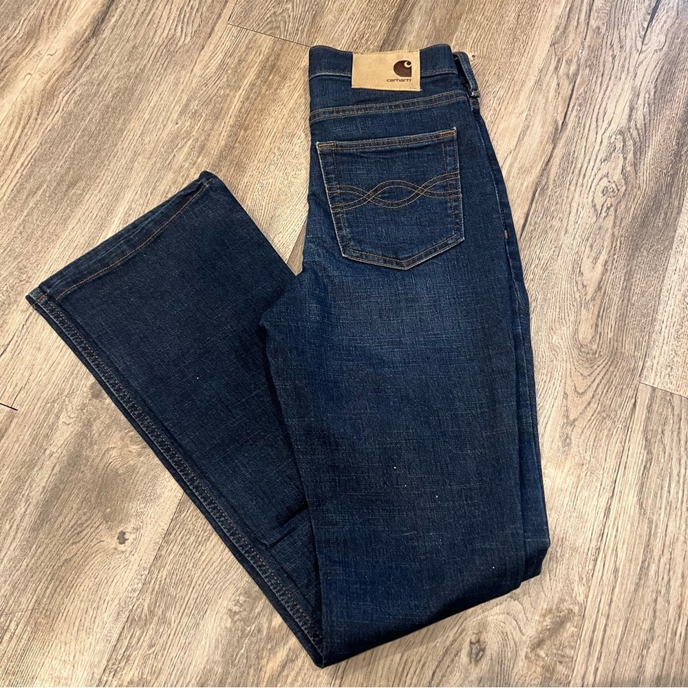 Carhartt Tiller High Rise Boot Cut Blue Jeans Women’s 2 Regular Workwear